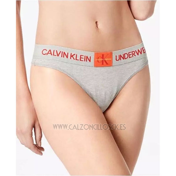 Conjunto Sujetador y Slip Calvin Klein Mujer Naranja Gris 